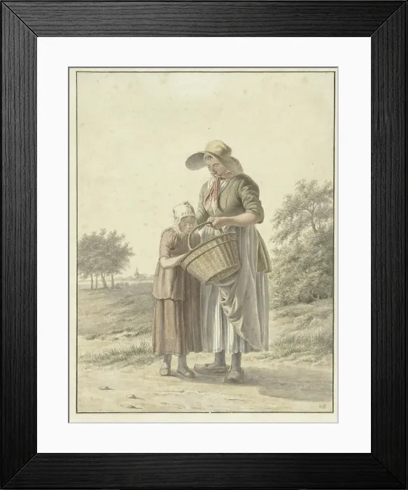 Framed Print : Woman and girl on a country road, 1788-1849. Creator: Johan Christiaan Willem Safft Framed Print : Woman and girl on a country road, 1788-1849. Creator: Johan Christiaan Willem Safft