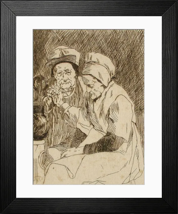 Framed Print : L'Oncle Claes et la tante Johanna, 1875. Creator: Félicien Rops Framed Print : L'Oncle Claes et la tante Johanna, 1875. Creator: Félicien Rops