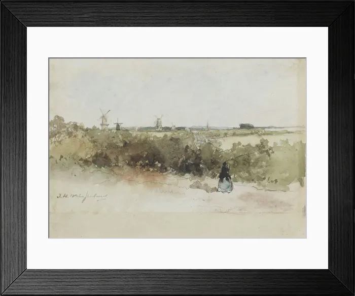 Framed Print : Landscape with windmills, 1834-1903. Creator: Jan Hendrik Weissenbruch Framed Print : Landscape with windmills, 1834-1903. Creator: Jan Hendrik Weissenbruch