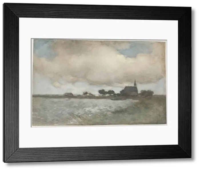 Framed Print : View of the Church at Noordse Dorp near Noorden, c.1880-c.1885. Creator: Jan Hendrik Weissenbruch Framed Print : View of the Church at Noordse Dorp near Noorden, c.1880-c.1885. Creator: Jan Hendrik Weissenbruch