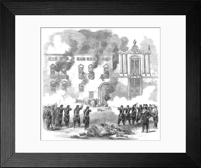 Framed Print : The Revolution in Sicily - massacre of people by the royal troops at...Palermo... 1860. Creator: Unknown Framed Print : The Revolution in Sicily - massacre of people by the royal troops at...Palermo... 1860. Creator: Unknown