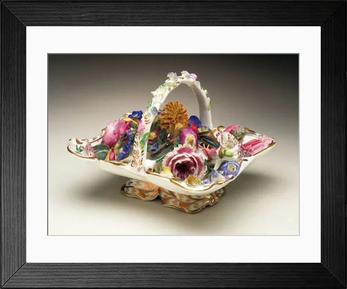 Framed Print : Basket of Flowers, c.1840. Creator: Chamberlain Factory Framed Print : Basket of Flowers, c.1840. Creator: Chamberlain Factory