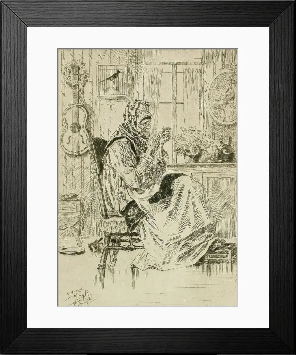 Framed Print : La Vieille à l'aiguille, 1876. Creator: Félicien Rops Framed Print : La Vieille à l'aiguille, 1876. Creator: Félicien Rops