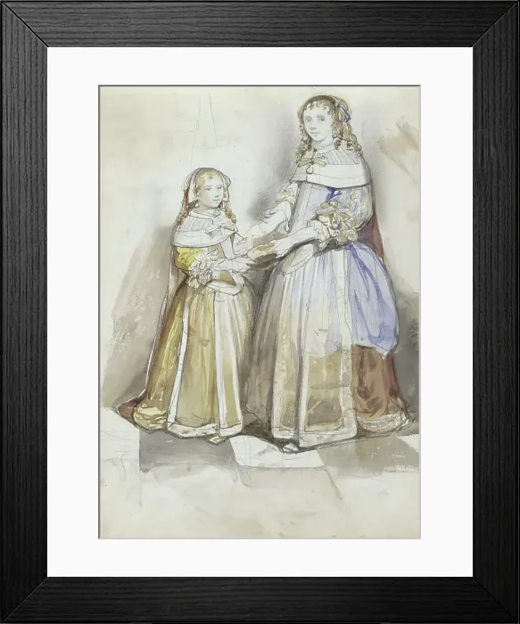 Framed Print : Portrait of a mother and child, probably a copy of a seventeenth-century painting, 1827-1891. Creator: Johannes Bosboom Framed Print : Portrait of a mother and child, probably a copy of a seventeenth-century painting, 1827-1891. Creator: Johannes Bosboom