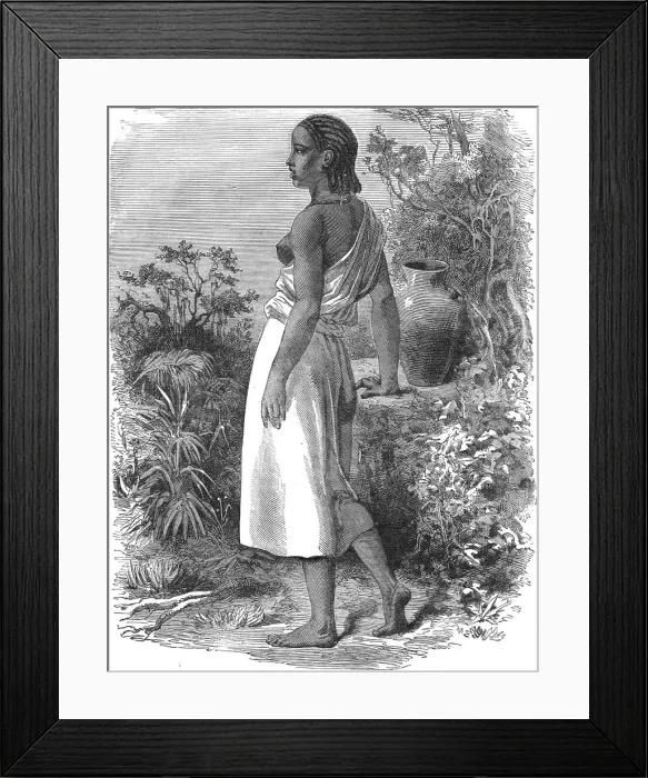 Framed Print : Young Bedaween girl; A journey through Soudan and Western Abyssinia, with Reminiscences... 1875. Creator: Unknown Framed Print : Young Bedaween girl; A journey through Soudan and Western Abyssinia, with Reminiscences... 1875. Creator: Unknown