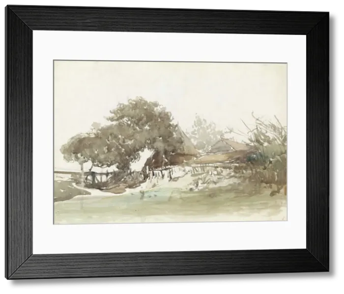 Framed Print : Farms in Waalsdorp, 1827-1891. Creator: Johannes Bosboom Framed Print : Farms in Waalsdorp, 1827-1891. Creator: Johannes Bosboom