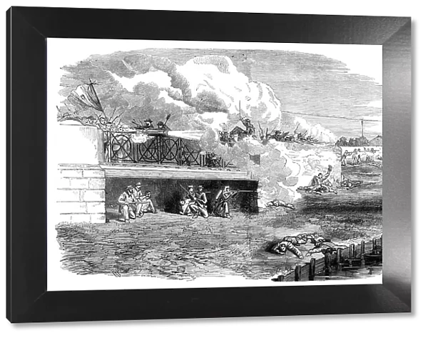 The Revolution in Sicily - the Fight at the Bridge of Melazzo - from a sketch by T. Nast, 1860. Creator: Unknown