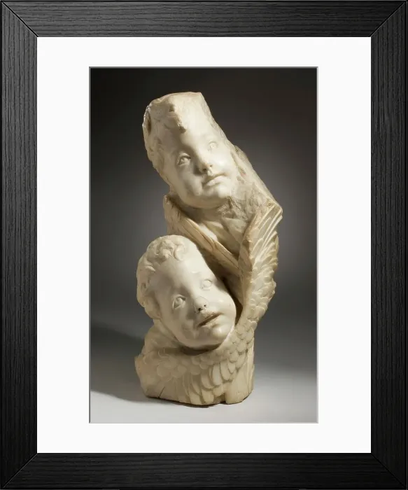Framed Print : Fragment with Two Seraphim, c.1460. Creator: Circle of Desiderio Da Settignano Framed Print : Fragment with Two Seraphim, c.1460. Creator: Circle of Desiderio Da Settignano