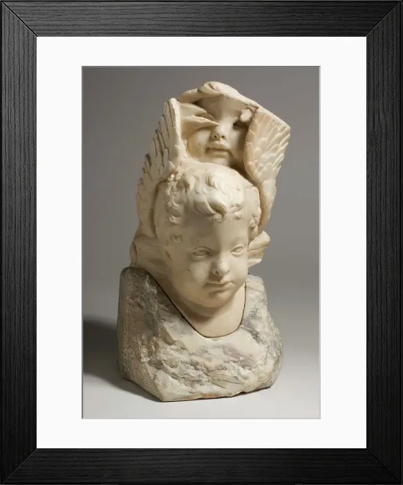 Framed Print : Fragment with Seraph Enframed by His Wings, c.1460. Creator: Circle of Desiderio Da Settignano Framed Print : Fragment with Seraph Enframed by His Wings, c.1460. Creator: Circle of Desiderio Da Settignano