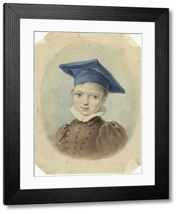 Framed Print : Little boy with a blue beret, 1782-1849. Creator: Johannes Hari Framed Print : Little boy with a blue beret, 1782-1849. Creator: Johannes Hari