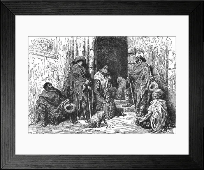 Framed Print : Beggars in Cathedral of Barcelona; Notes on Spain, 1875. Creator: Unknown Framed Print : Beggars in Cathedral of Barcelona; Notes on Spain, 1875. Creator: Unknown