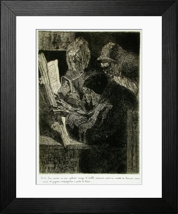 Framed Print : Les Frères de la bonne trogne - La Consultation, 1858. Creator: Félicien Rops Framed Print : Les Frères de la bonne trogne - La Consultation, 1858. Creator: Félicien Rops
