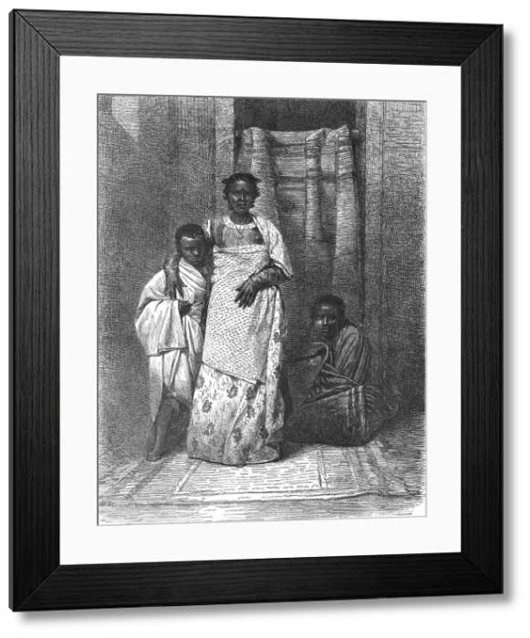 Framed Print : A Madegasse women and her Children; A Birds-eye View of Madagascar, 1875. Creator: M.D Charnay Framed Print : A Madegasse women and her Children; A Birds-eye View of Madagascar, 1875. Creator: M.D Charnay