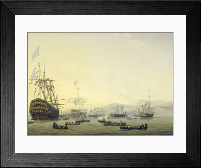 Framed Print : Council of War on board the Queen Charlotte, commanded by Lord Exmouth, prior to the Bombardment o Creator: Nicolaus Baur Framed Print : Council of War on board the Queen Charlotte, commanded by Lord Exmouth, prior to the Bombardment o Creator: Nicolaus Baur