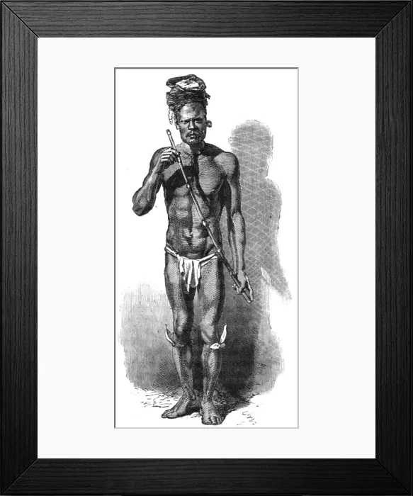 Framed Print : New Caledonian Flute Player; Some Account of New Caledonia, 1875. Creator: Unknown Framed Print : New Caledonian Flute Player; Some Account of New Caledonia, 1875. Creator: Unknown