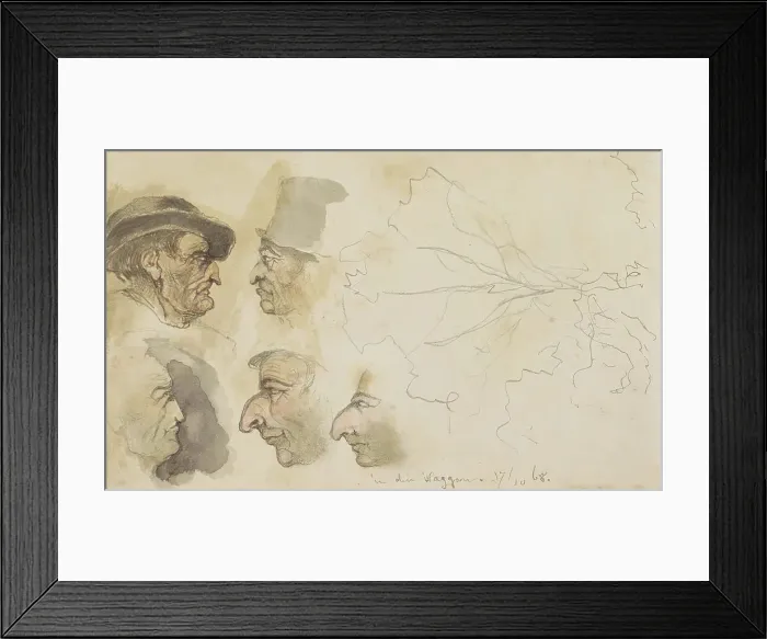 Framed Print : Heads of men with hooked noses, 1868. Creator: Johannes Tavenraat Framed Print : Heads of men with hooked noses, 1868. Creator: Johannes Tavenraat