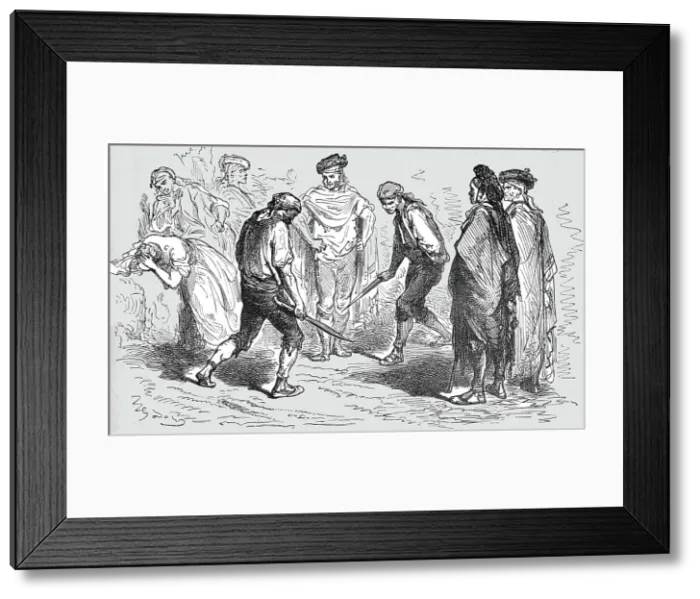 Framed Print : Duel with the Navaja; Notes on Spain, 1875. Creator: Unknown Framed Print : Duel with the Navaja; Notes on Spain, 1875. Creator: Unknown