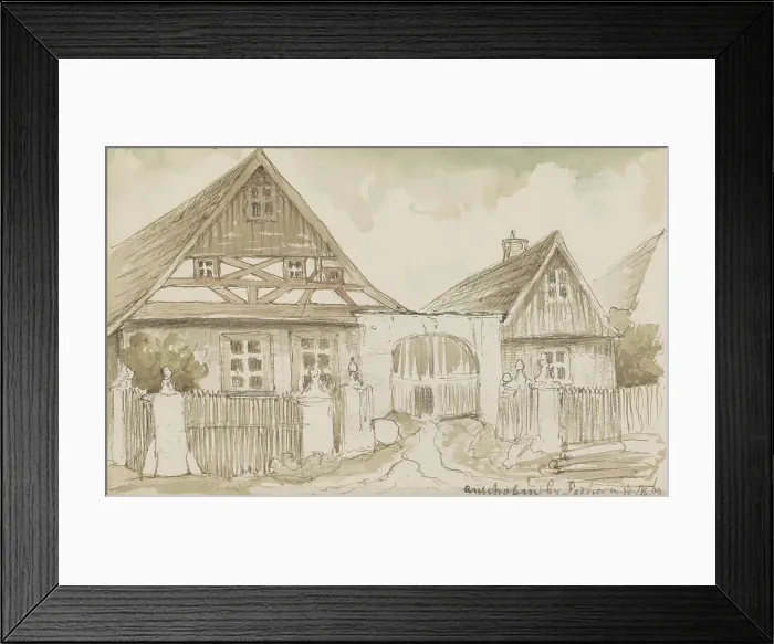 Framed Print : Half-timbered house at the Podhorn mountain in Marienbad, 1869. Creator: Johannes Tavenraat