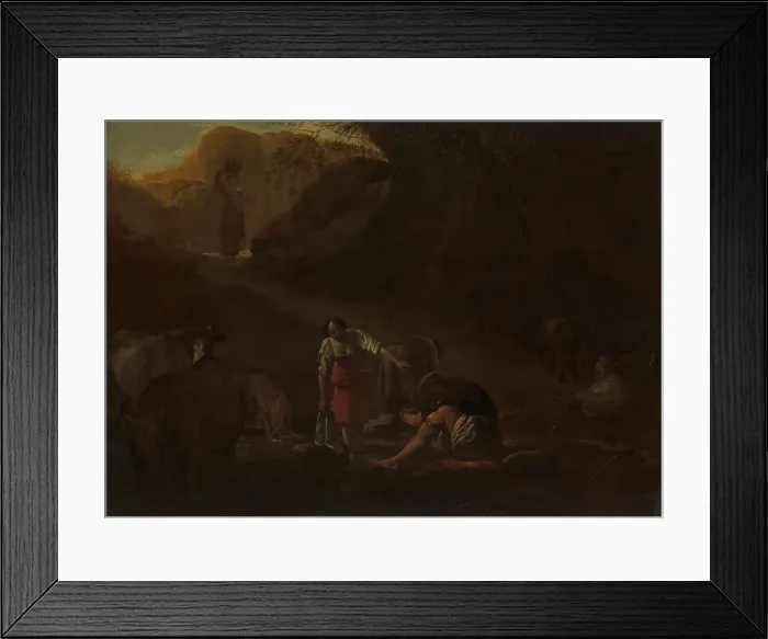 Framed Print : A Shepherd and Washerwomen at a Spring, c.1630-c.1637. Creator: Pieter van Laer Framed Print : A Shepherd and Washerwomen at a Spring, c.1630-c.1637. Creator: Pieter van Laer