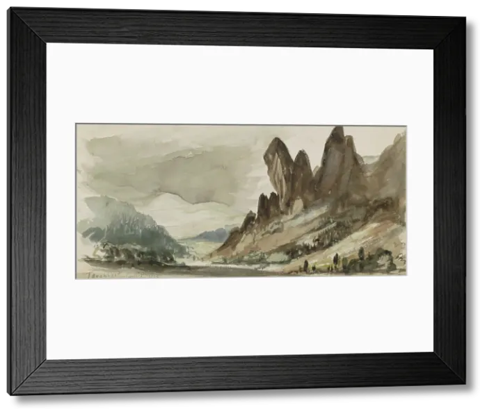 Framed Print : Mountain landscape in Thuringia, 1840. Creator: Johannes Tavenraat Framed Print : Mountain landscape in Thuringia, 1840. Creator: Johannes Tavenraat