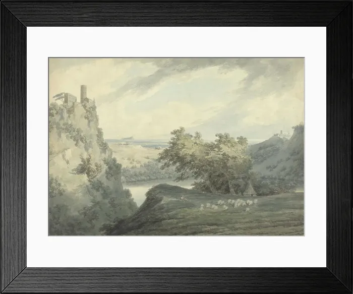 Framed Print : Italian Mountainous Landscape with Lake Nemi, 1790. Creator: John Robert Cozens Framed Print : Italian Mountainous Landscape with Lake Nemi, 1790. Creator: John Robert Cozens