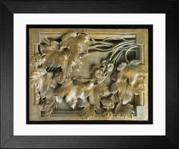 Framed Print : Relief with Vine Leaves and Grapes (image 1 of 3), 1900. Creators: Georges Hoentschel, Emile Grittel Framed Print : Relief with Vine Leaves and Grapes (image 1 of 3), 1900. Creators: Georges Hoentschel, Emile Grittel