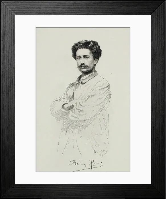 Framed Print : Portrait of Félicien Rops, 1887. Creators: Félicien Rops, Eugène Burney Framed Print : Portrait of Félicien Rops, 1887. Creators: Félicien Rops, Eugène Burney