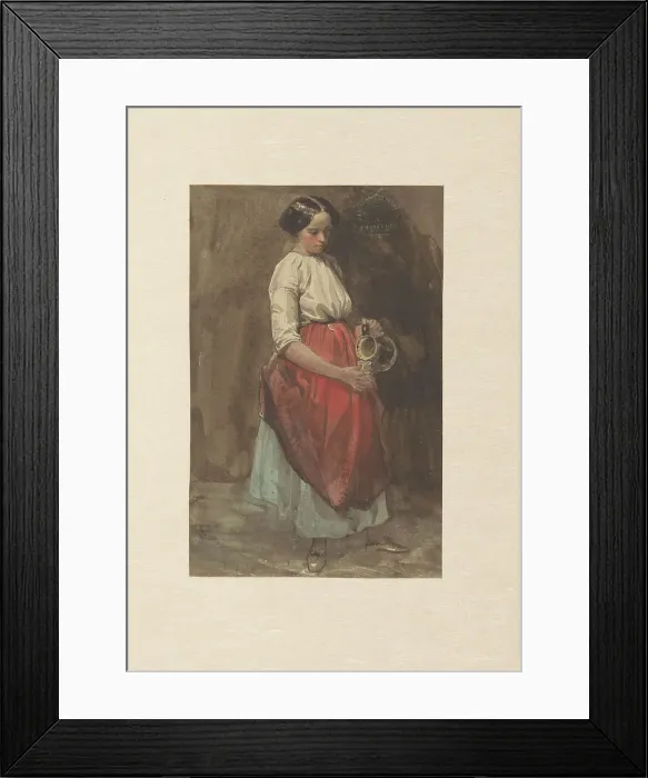 Framed Print : Standing girl pouring from a jug into a glass, 1842-1859. Creator: Josef Eduard Tetar van Elven Framed Print : Standing girl pouring from a jug into a glass, 1842-1859. Creator: Josef Eduard Tetar van Elven