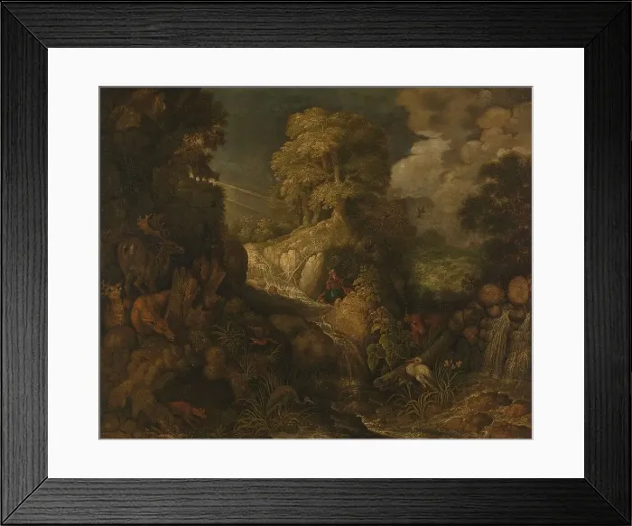 Framed Print : Elijah fed by the ravens, 1634. Creator: Workshop of Roelant Savery