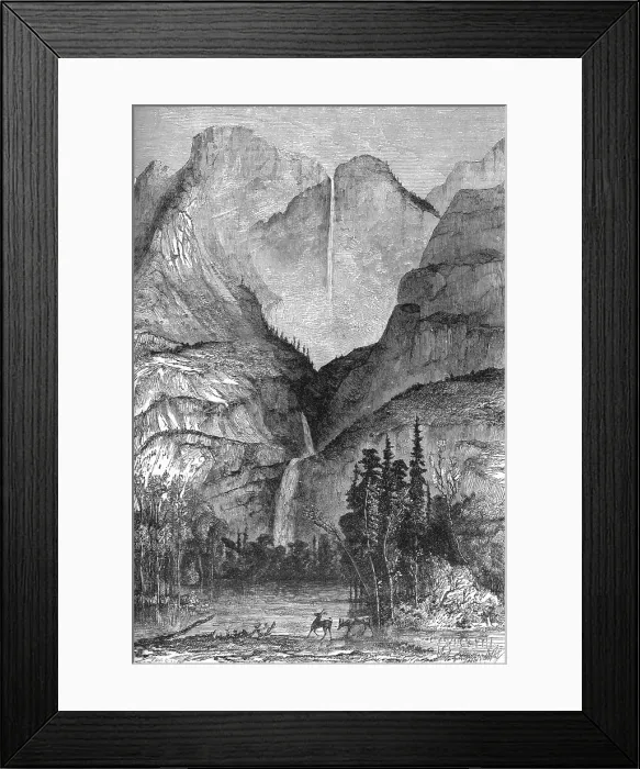 Framed Print : The Grand Cascade of Yosemite; California and its prospects, 1875. Creator: Frederick Whymper Framed Print : The Grand Cascade of Yosemite; California and its prospects, 1875. Creator: Frederick Whymper