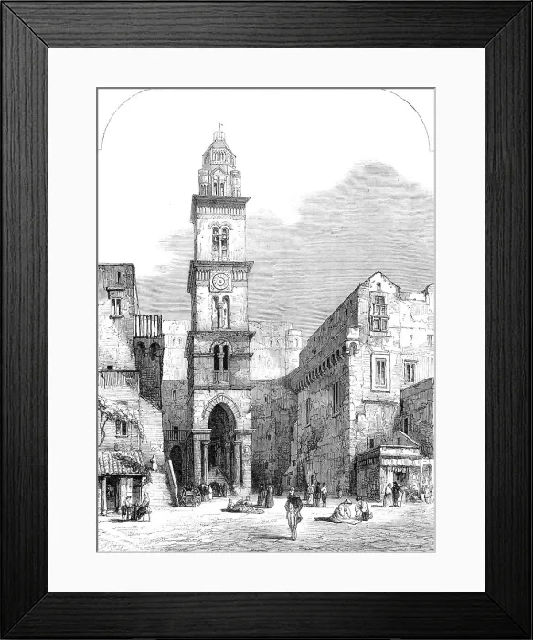 Framed Print : View in Gaeta, with the church of St. Erasmus, 1860. Creator: Unknown Framed Print : View in Gaeta, with the church of St. Erasmus, 1860. Creator: Unknown