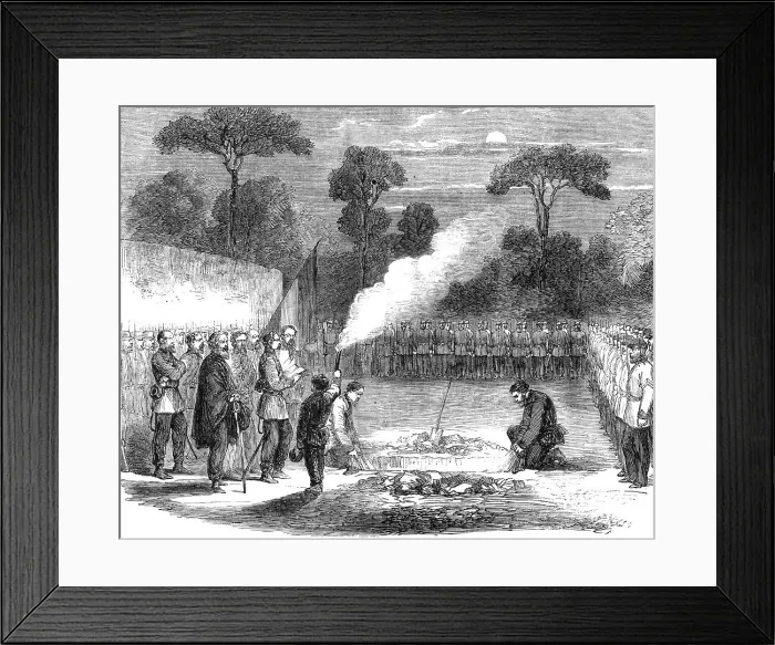 Framed Print : The funeral of Ensign Tucker of the British Legion, at the advanced posts before Capua... 1860. Creator: Unknown Framed Print : The funeral of Ensign Tucker of the British Legion, at the advanced posts before Capua... 1860. Creator: Unknown