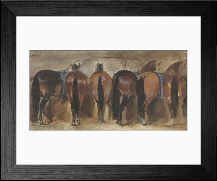 Framed Print : Resting horses in the stable, 1839-1870. Creator: Joseph Zephyris Gengembre Framed Print : Resting horses in the stable, 1839-1870. Creator: Joseph Zephyris Gengembre