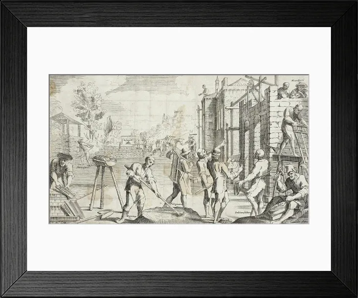 Framed Print : Trades Practiced in Bologna, c1640. Creators: Francesco Curti, Agostino Parisini Framed Print : Trades Practiced in Bologna, c1640. Creators: Francesco Curti, Agostino Parisini