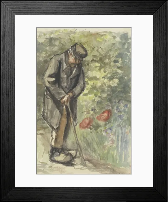 Framed Print : Old man leaning on his cane, 1834-1911. Creator: Jozef Israels Framed Print : Old man leaning on his cane, 1834-1911. Creator: Jozef Israels