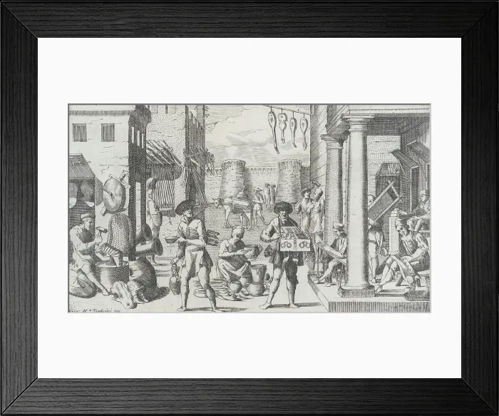 Framed Print : Trades Practiced in Bologna, c1640. Creators: Francesco Curti, Agostino Parisini Framed Print : Trades Practiced in Bologna, c1640. Creators: Francesco Curti, Agostino Parisini