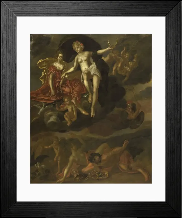Framed Print : Diana and Virtus Punish Venus and Bacchus, 1694. Creator: T van Malsen Framed Print : Diana and Virtus Punish Venus and Bacchus, 1694. Creator: T van Malsen