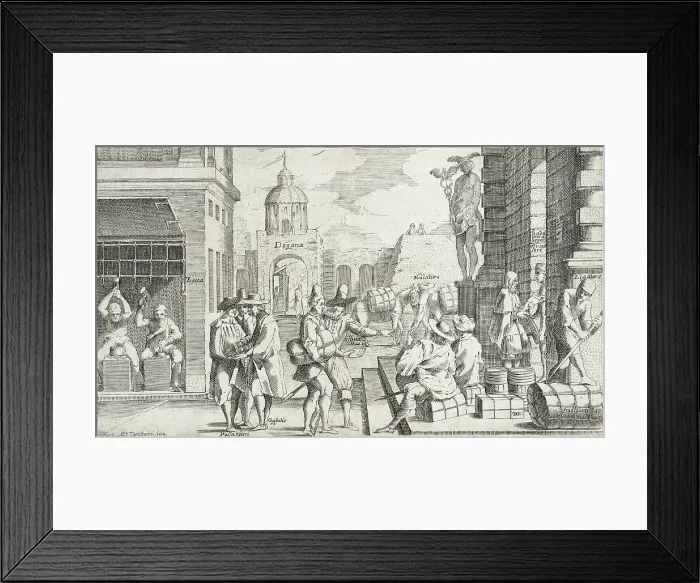 Framed Print : Trades Practiced in Bologna, c1640. Creators: Francesco Curti, Agostino Parisini Framed Print : Trades Practiced in Bologna, c1640. Creators: Francesco Curti, Agostino Parisini