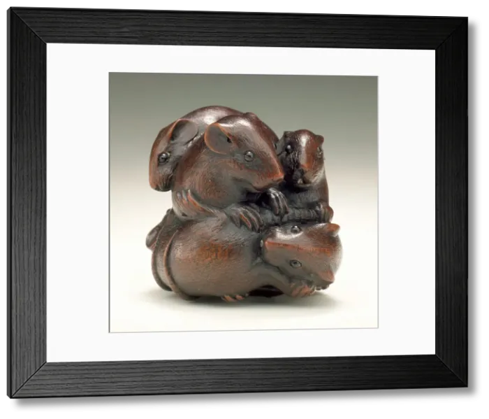 Framed Print : Five Rat Group, Mid-late 19th century. Creator: Ikkan Framed Print : Five Rat Group, Mid-late 19th century. Creator: Ikkan