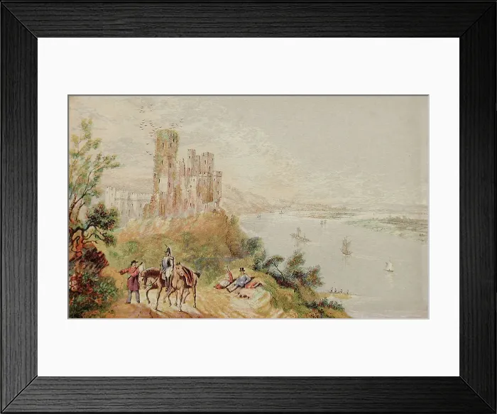 Framed Print : Stolzenfels on the Rhine, c1850. Creator: George Baxter Framed Print : Stolzenfels on the Rhine, c1850. Creator: George Baxter