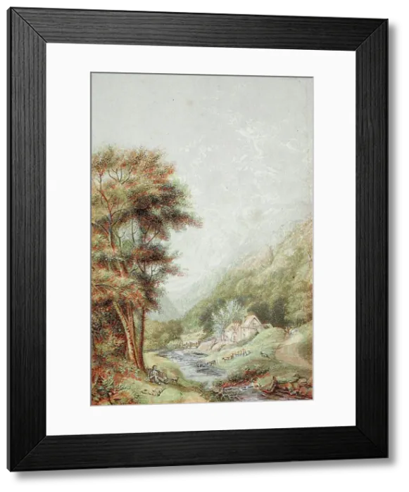 Framed Print : Water Mill on the Wye, c1850. Creator: George Baxter