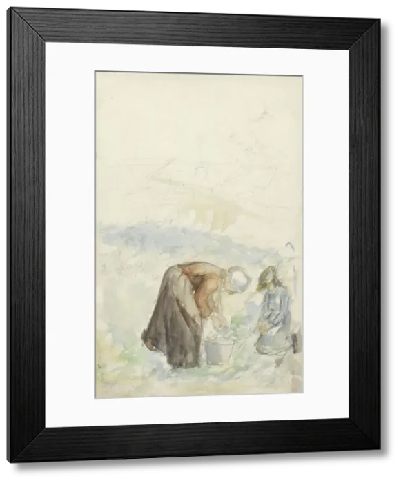 Framed Print : Two women working on the land, 1834-1911. Creator: Jozef Israels Framed Print : Two women working on the land, 1834-1911. Creator: Jozef Israels
