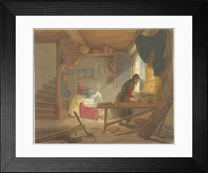 Framed Print : The Holy Family in Joseph's workshop, 1747-1812. Creator: Tethart Philip Christian Haag Framed Print : The Holy Family in Joseph's workshop, 1747-1812. Creator: Tethart Philip Christian Haag