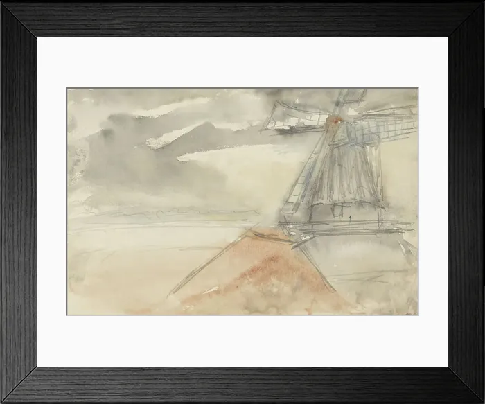 Framed Print : Windmill in moving air, 1834-1911. Creator: Jozef Israels Framed Print : Windmill in moving air, 1834-1911. Creator: Jozef Israels