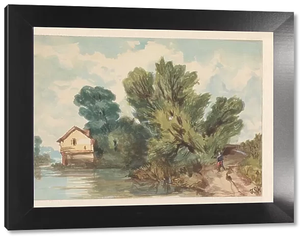 Landscape with walker and house on the water, c.1800-c.1899. Creator: Judith Metelerkamp