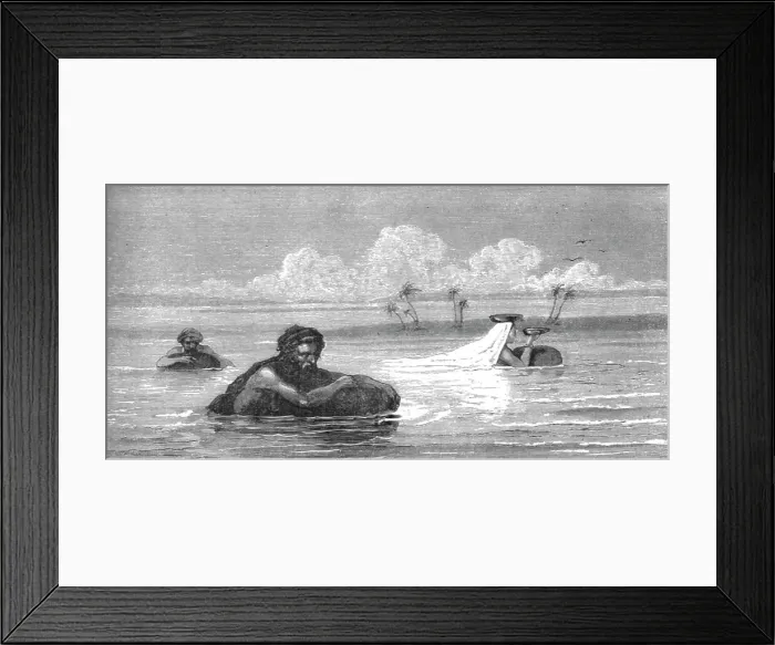 Framed Print : Milk women and Arabs crossing the Tigris; Journeyings in Mesopotamia, 1875. Creator: Unknown Framed Print : Milk women and Arabs crossing the Tigris; Journeyings in Mesopotamia, 1875. Creator: Unknown