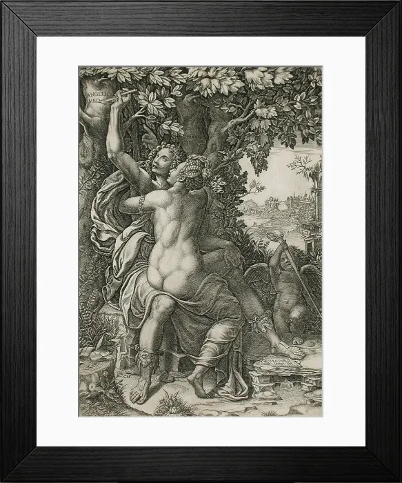 Framed Print : Angelica and Medor, c1570. Creator: Giorgio Ghisi Framed Print : Angelica and Medor, c1570. Creator: Giorgio Ghisi