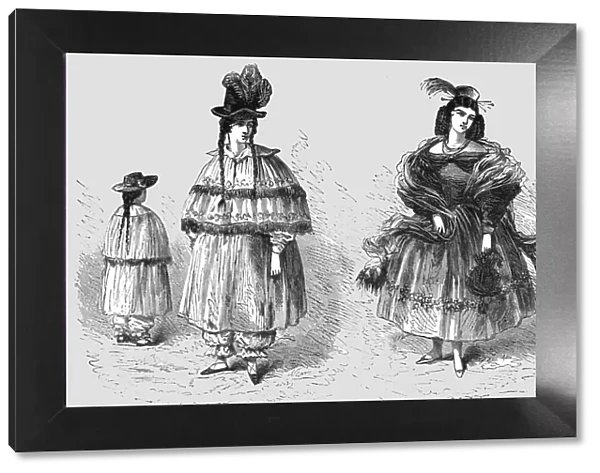 Riding and Full-Dress costume of the Peruvian Ladies; Lima and the Andes, 1875. Creator: Unknown