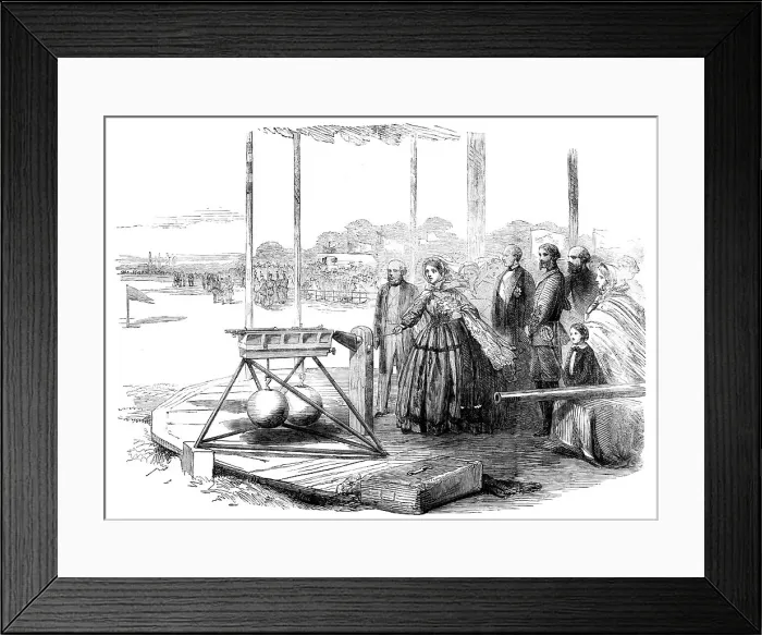 Framed Print : The Great Rifle-shooting Match on Wimbledon Common - Her Majesty firing the first shot, 1860. Creator: Unknown Framed Print : The Great Rifle-shooting Match on Wimbledon Common - Her Majesty firing the first shot, 1860. Creator: Unknown