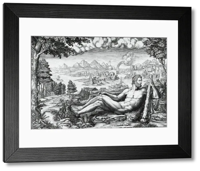 Framed Print : Hercules Resting from His Labors, 1567. Creator: Giorgio Ghisi Framed Print : Hercules Resting from His Labors, 1567. Creator: Giorgio Ghisi